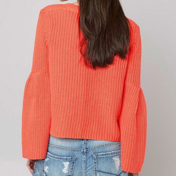 Free People Damsel Ribbed Pullover Sweater Coral - Picture 7 of 8